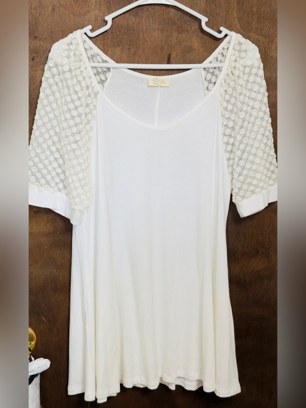 Women's White Lace Sleeve Tunic Top